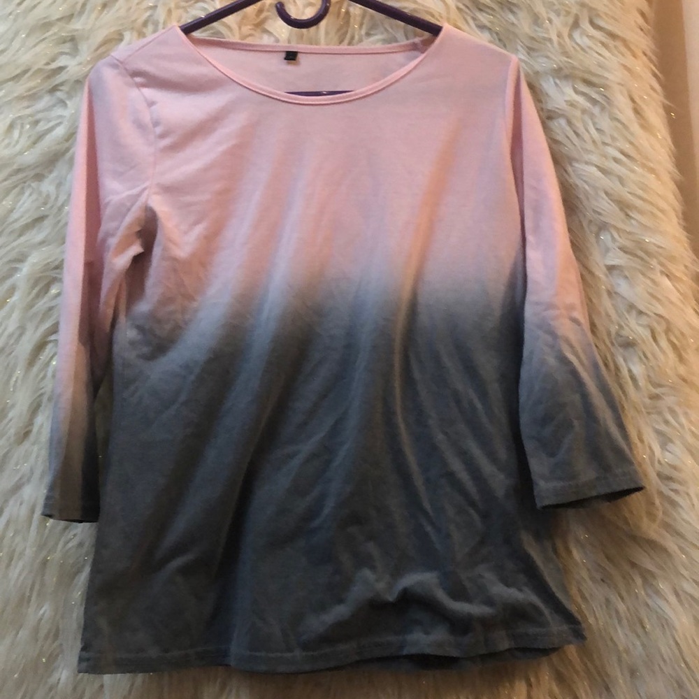 Grey and Pink Ombré Long Sleeved Shirt
